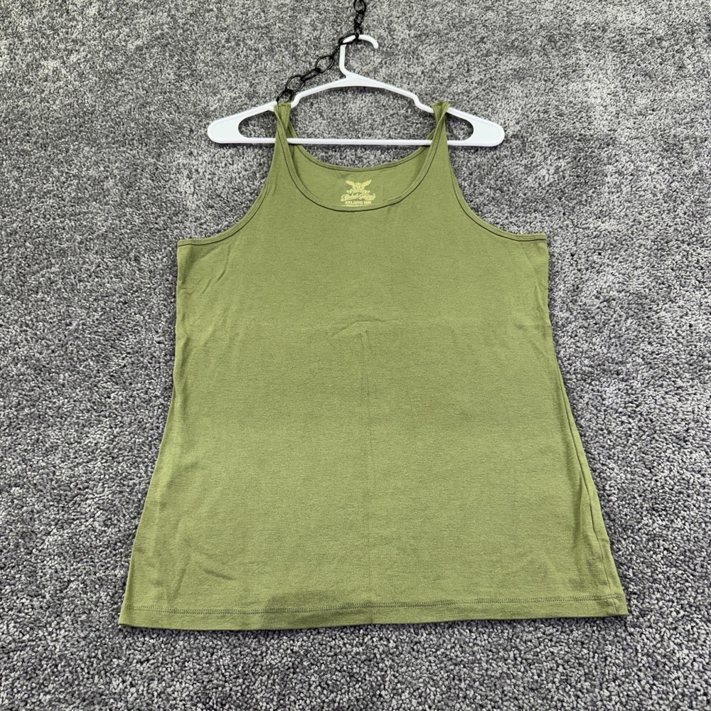 Faded Glory Tank Top Womens 2XL Green Scoop Neck Jersey Camisole Summer Casual